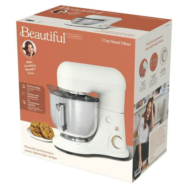 Beautiful 5.3 Qt Tilt-Head Stand Mixer, Light-weight but Highly effective in White Icing by Drew Barrymore