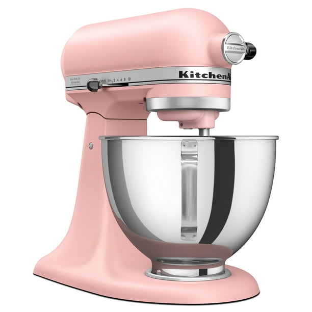 KitchenAid 4.5 qt Deluxe Stand Mixer in Dried Rose, Consists of Flat Beater, Dough Hook, and Whisk