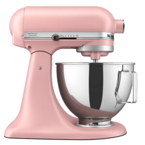 KitchenAid 4.5 qt Deluxe Stand Mixer in Dried Rose, Consists of Flat Beater, Dough Hook, and Whisk