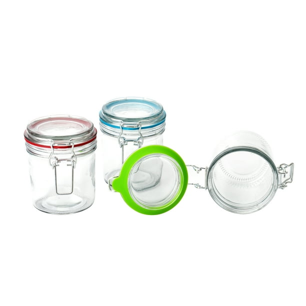 Mainstays 9.4-Ounce Clear Glass Jar with Locking Lid and Silicone Gasket for Kitchen Storage